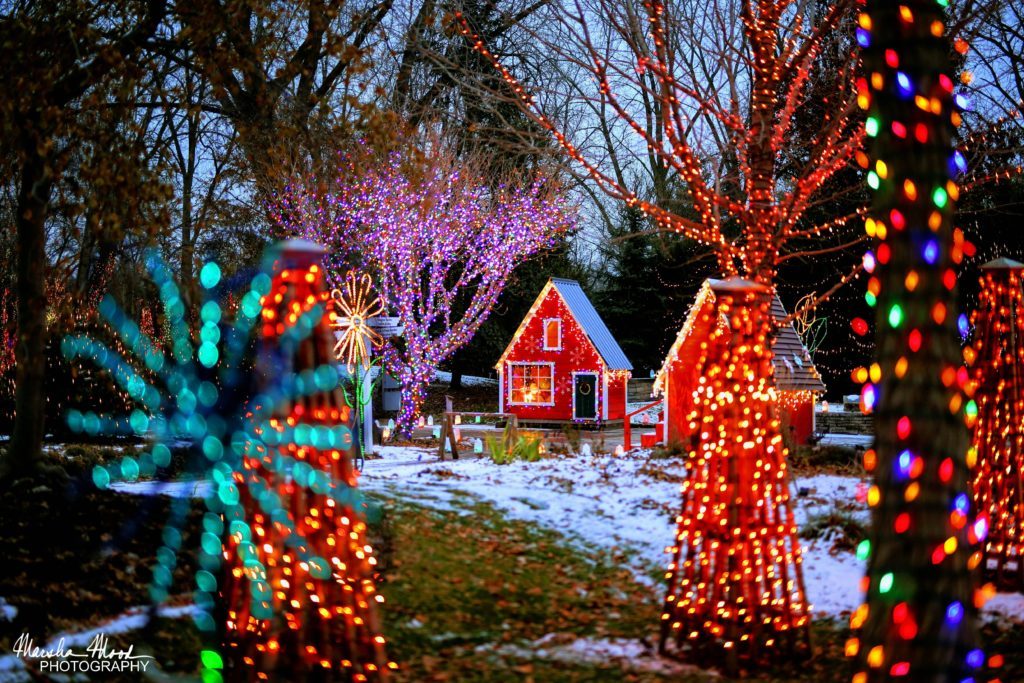 Rotary Botanical Gardens decorated and lit up for the holidays