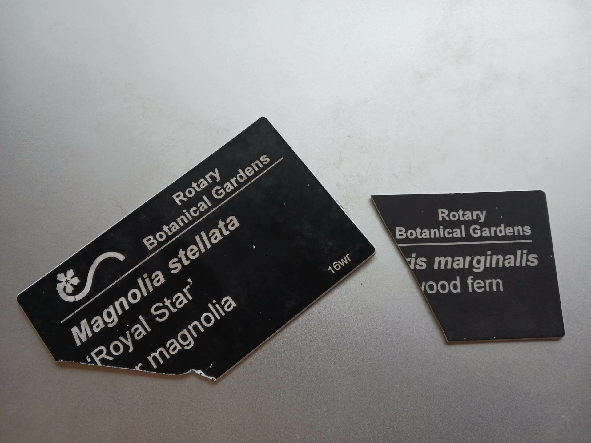 Old plastic labels